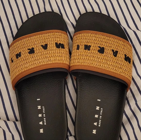 MARNI Beige Embroidered Sandals - Picture 1 of 3